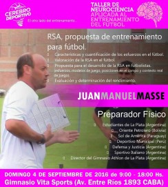 Nuevo TALLER de 'Neurociencia Aplicada al Entrenamiento del Fútbol' el DOMINGO 4 de Septiembre en Vita Sports CABA.... los esperamos!!!!!!
